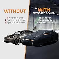 Vista 2 de Funda impermeable para automóvil para todo tipo de clima, 6 capas para automóviles, cubierta exterior completa con cremallera, cubierta exterior