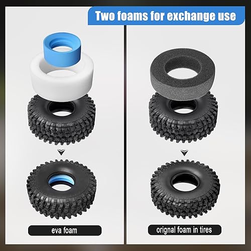 Miniatura 4 de Neumáticos de oruga 1.9 y espumas de doble etapa interior de celda cerrada/insertos de espuma exterior suave para RC Crawler Car Traxxas TRX4 TRX6
