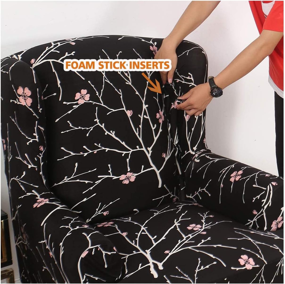 Konsilsa Wingback Chair Covers,Stretch Slipcovers for Wing Chair wingback Chairs Slip Resistant 2 Pieces Armchair Cover Furniture Protector Wingback Chair Slipcover (Color : B)