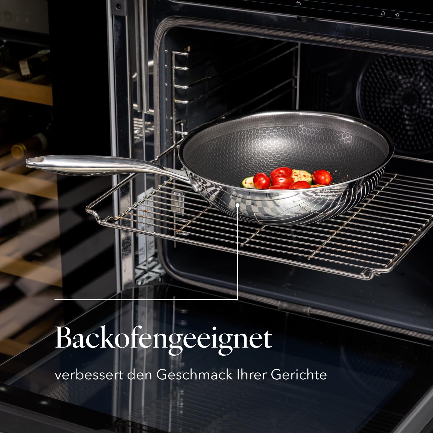 Florina - Wok in acciaio inox ARISTO PLUS | Diametro 28 cm | Rivestimento antiaderente a nido d'ape | Adatto al forno | Manico ergonomico | Finitura a specchio | Adatto a tutti i piani cottura
