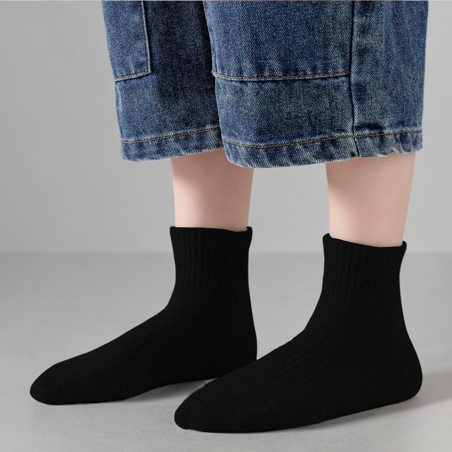 EPEIUS Kids Boys/Girls' Cushioned Socks Thick Cotton Quarter Athletic Socks Sports Running Ankle Socks 6 Pack 4-14 Years - Image 8