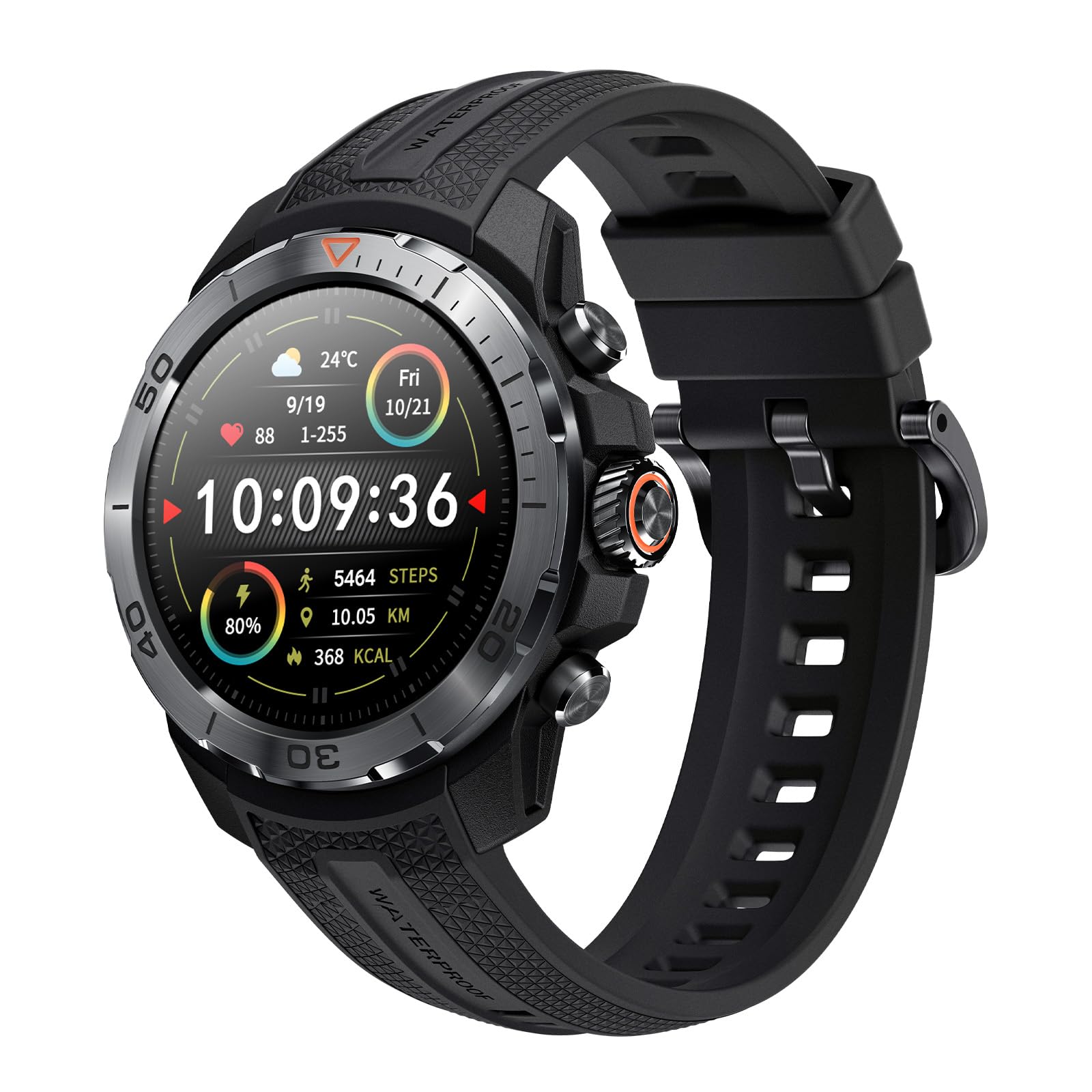 Mibro GS Explorer Montre Connectée Homme Outdoor, GPS, 10ATM Étanche | Smartwatch Militaire 1.32" AMOLED, 20 Jours, Baromètre Surveiller SpO2 Boussole pour Aventure, Android et iOS (Noir)