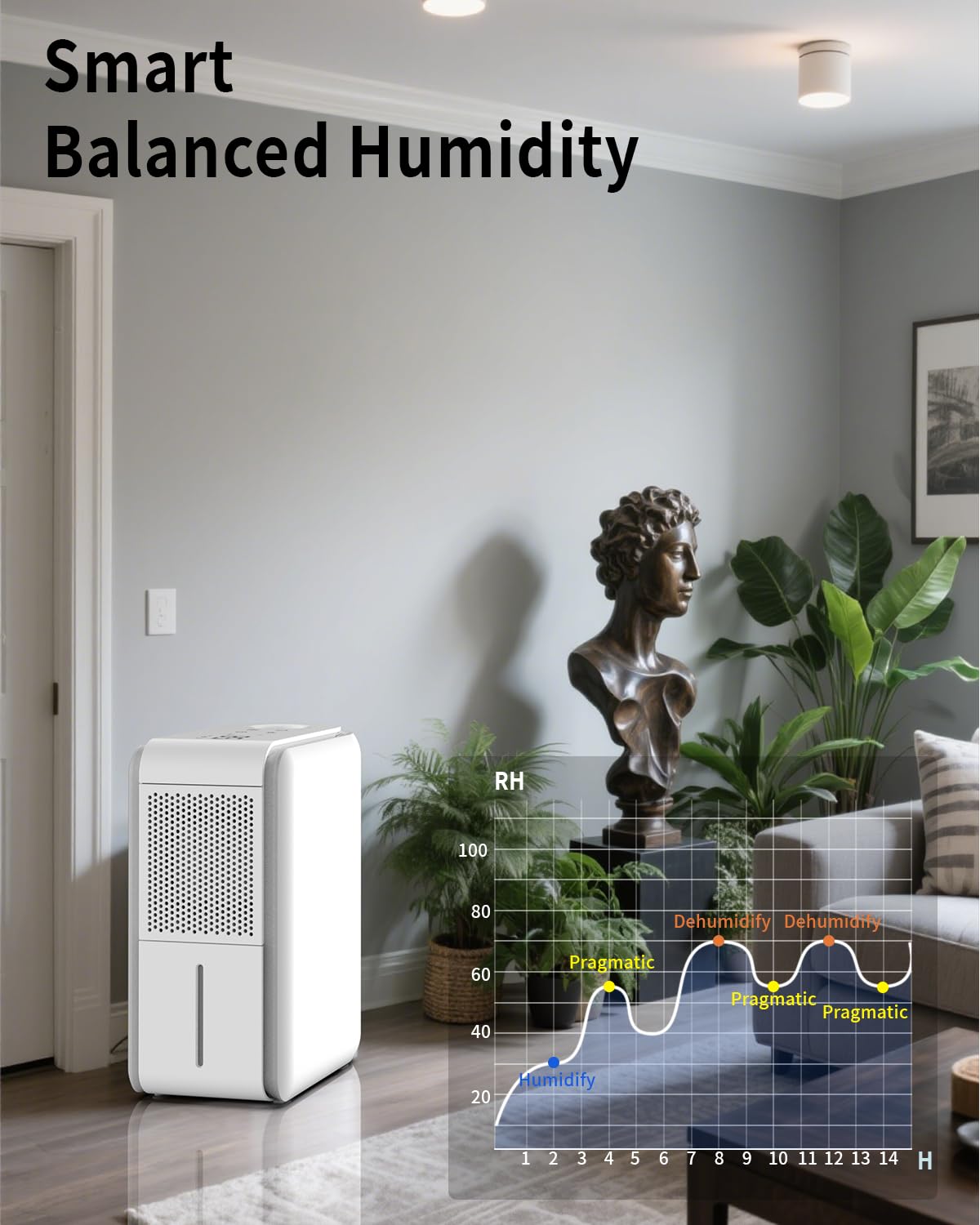 DINZAN 3-in-1 Dehumidifier & Humidifier Combo -4