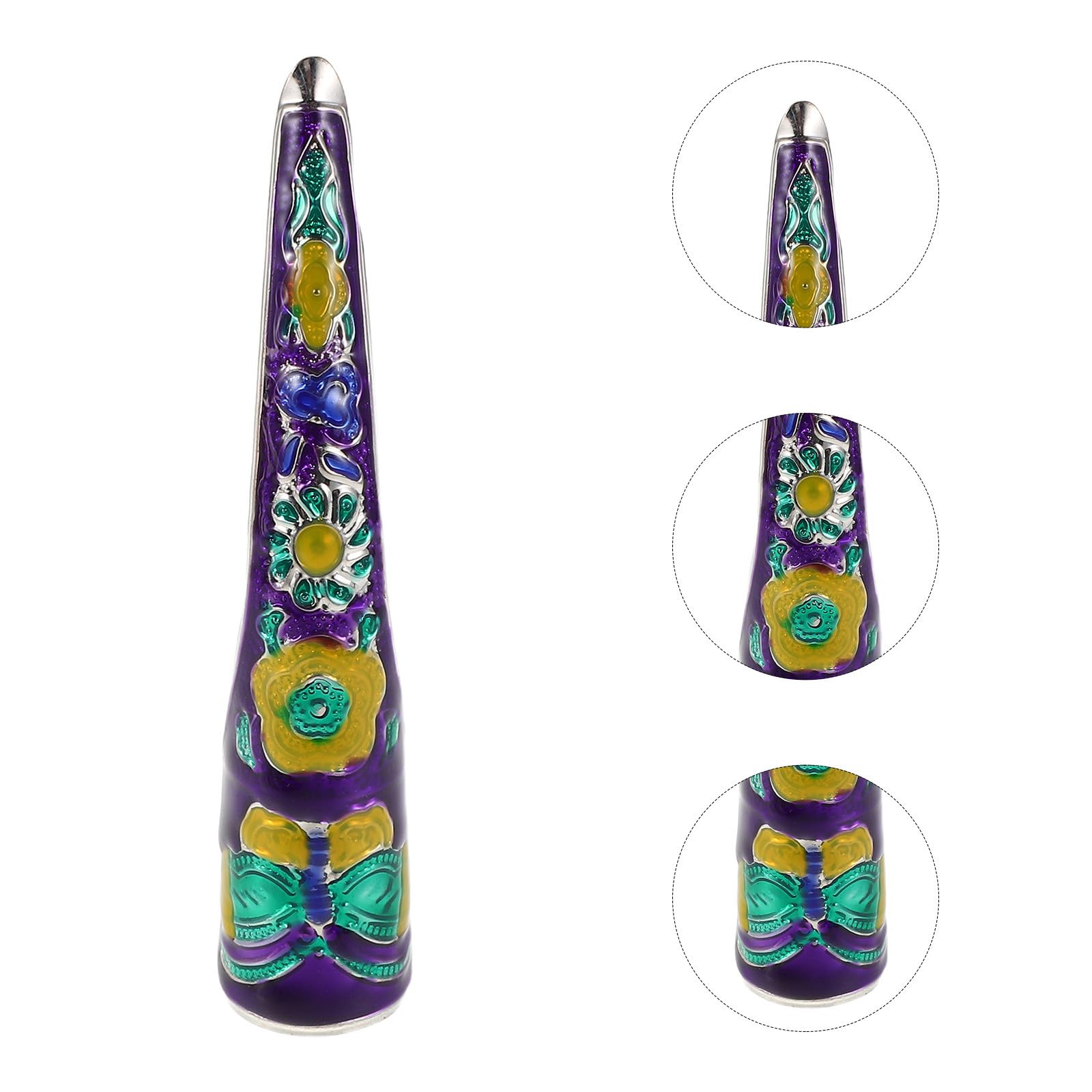 Healeved 8 Pezzi Set Unghie Finte Staccabili Stile Palazzo Antico Protezioni per Dita in Lega Blu per Cosplay e Danza, Accessori Unghie Decorativi Eleganti