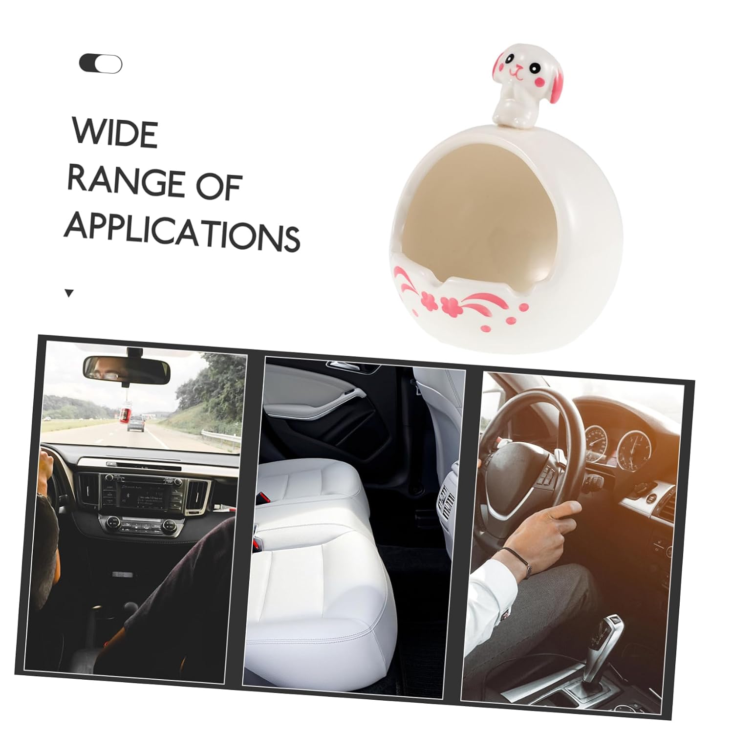 CHILDWEET Ceramic Rabbit Ashtray Cute Portable Ash Tray for Cars Living Office Decor Unique Rabbit Design Functional Desktop for Clean Vehicle