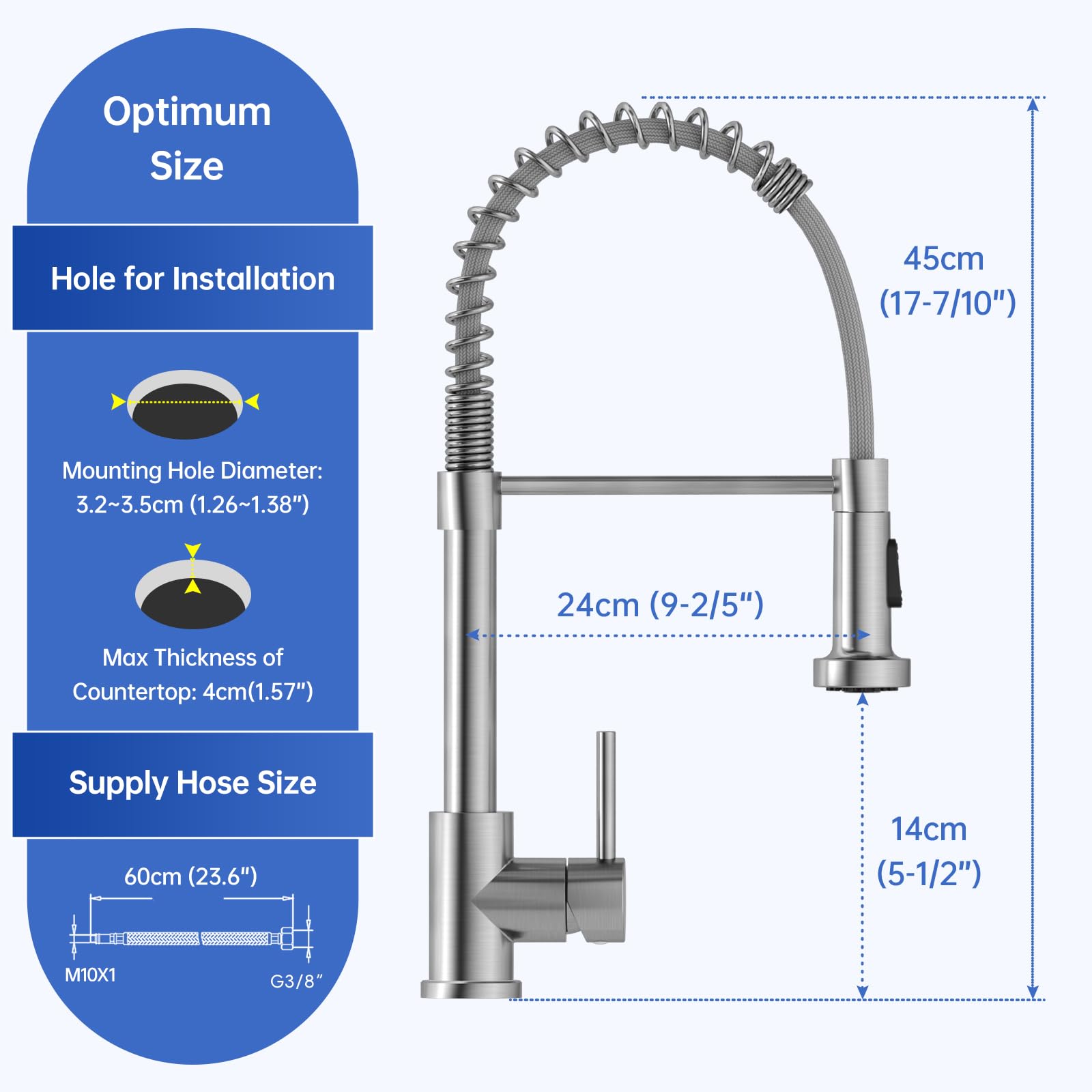 APPASO Wasserhahn, Küchenarmatur Hochdruck mit Herunterziehen Brause, Mischbatterie Küche mit 2 Strahlarten, 360° Drehbar Spültischarmatur -Bleifrei/Nickelfrei Edelstahl | Gebürstet