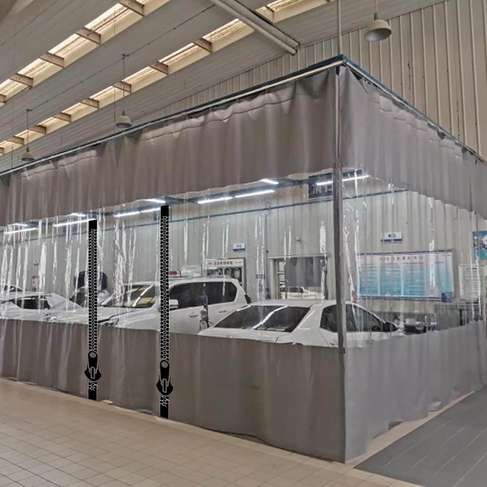 Transparent wasserdicht Vorhänge mit Reißverschluss für draußen,0.3mm dicke Vinyl-Plane Vorhang,winddicht,warm Trennvorhang,1/2/3/4/5m,wasserdicht Vinyl Plane für Veranda,L×H-3.8×2.2m(150*87in)