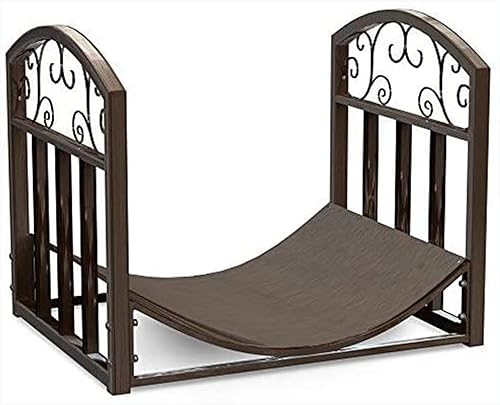 Miniatura 8 de Lavish Home Soporte para leña con diseño decorativo de voluta, contenedor de almacenamiento de troncos de metal para interiores y exteriores para