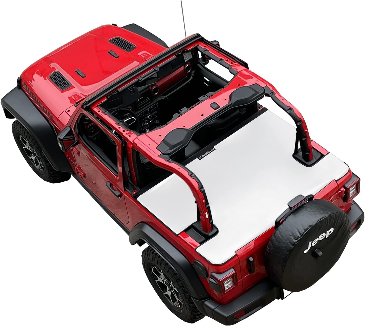 Shadeidea JL Cargo Cover Compatible with Jeep Wrangler JL 2 Door (2018-Current) Rear Trunk Ton Tonneau Vinyl Tailgate Cover Robicon Sahara Sport S (White) - 3 Year Warranty