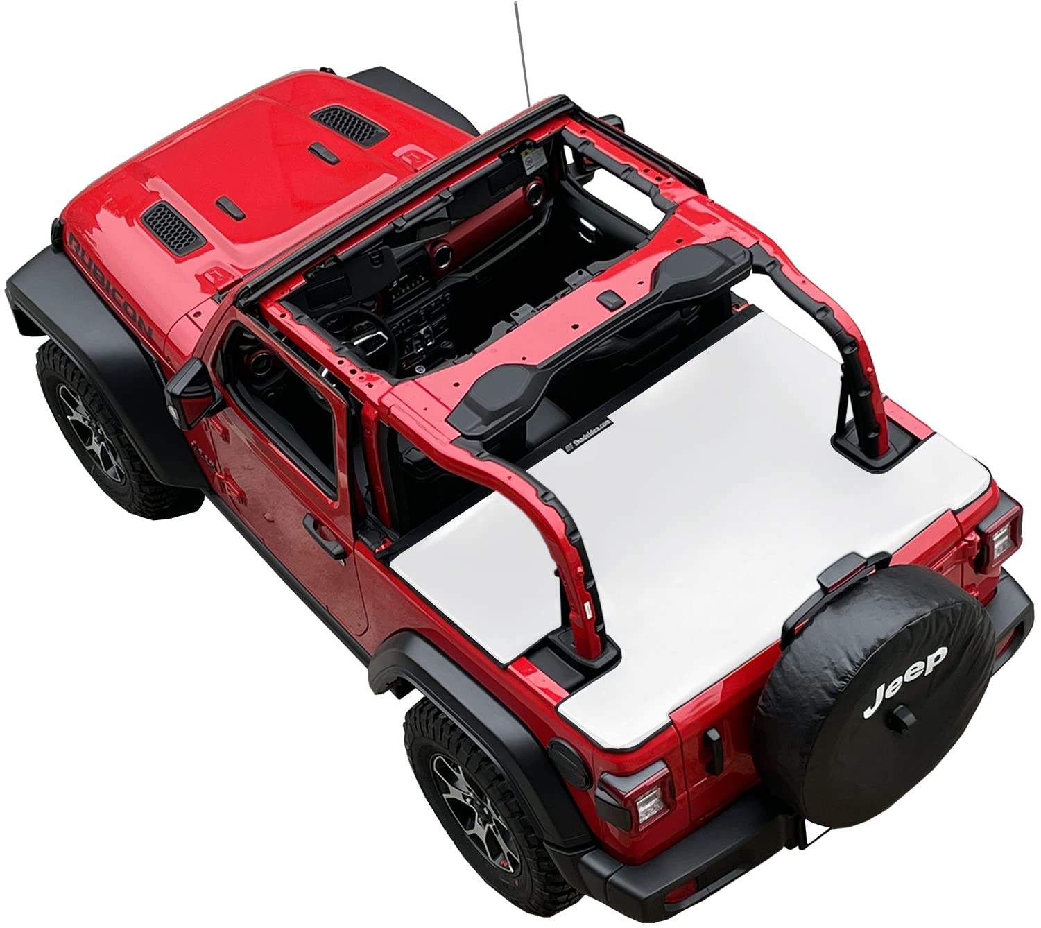 Shadeidea JL Cargo Cover Compatible with Jeep Wrangler JL 2 Door (2018-Current) Rear Trunk Ton Tonneau Vinyl Tailgate Cover Robicon Sahara Sport S (White) - 3 Year Warranty