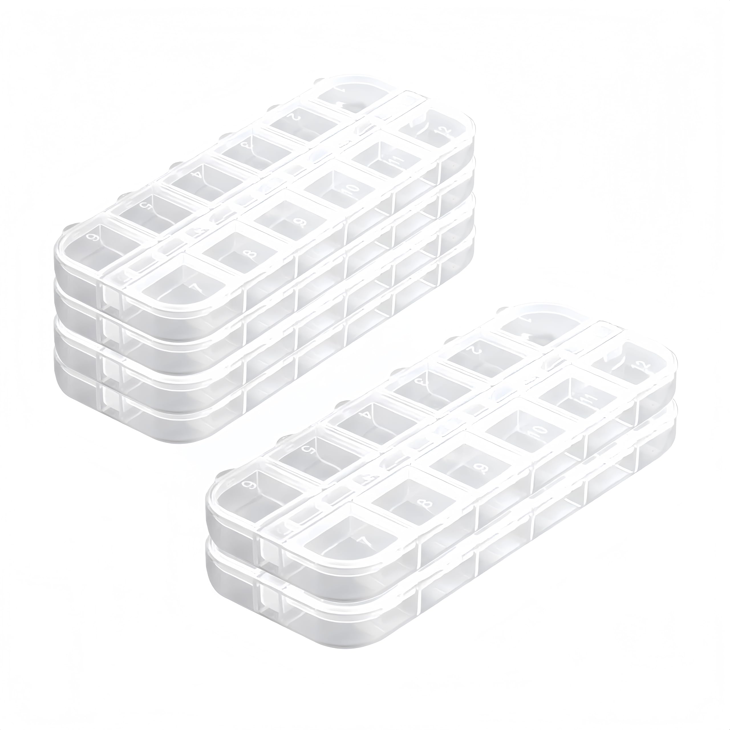 6PCS Nail Art Tool Jewelry Storage Box, Transparent Earrings Organizer
