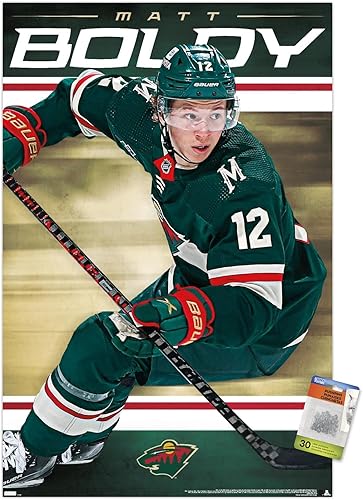 Miniatura 1 de Trends International NHL Minnesota Wild - Póster de pared Matt Boldy 23, 22.37 x 34.00 pulgadas, paquete de póster premium y alfiler