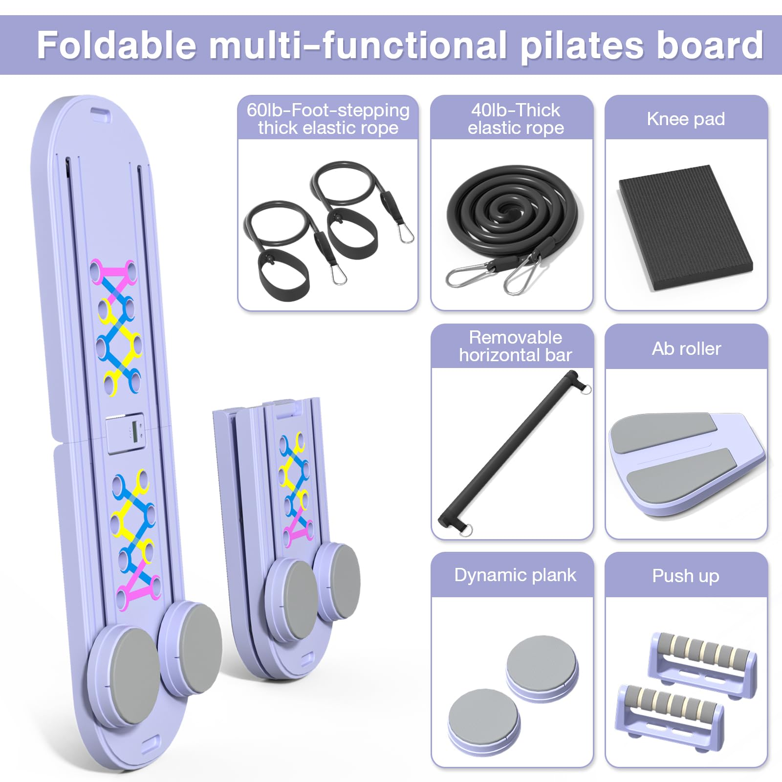 Pilates Board, Pilates Reformer Set, 15 in 1 Multi-Purpose