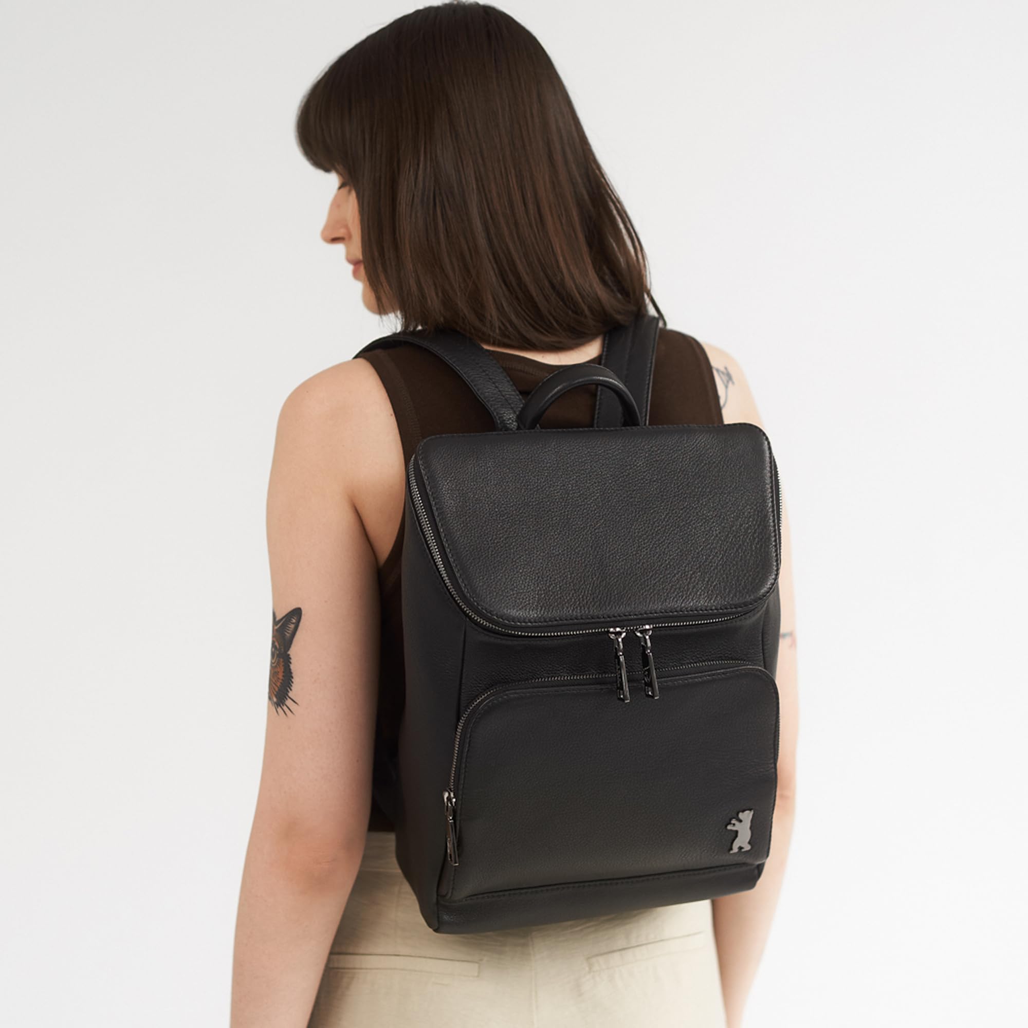 BERLINER BAGS Premium Genuine Leather Backpack Sydney, Bookbag, Backpack Purse for Women - Black