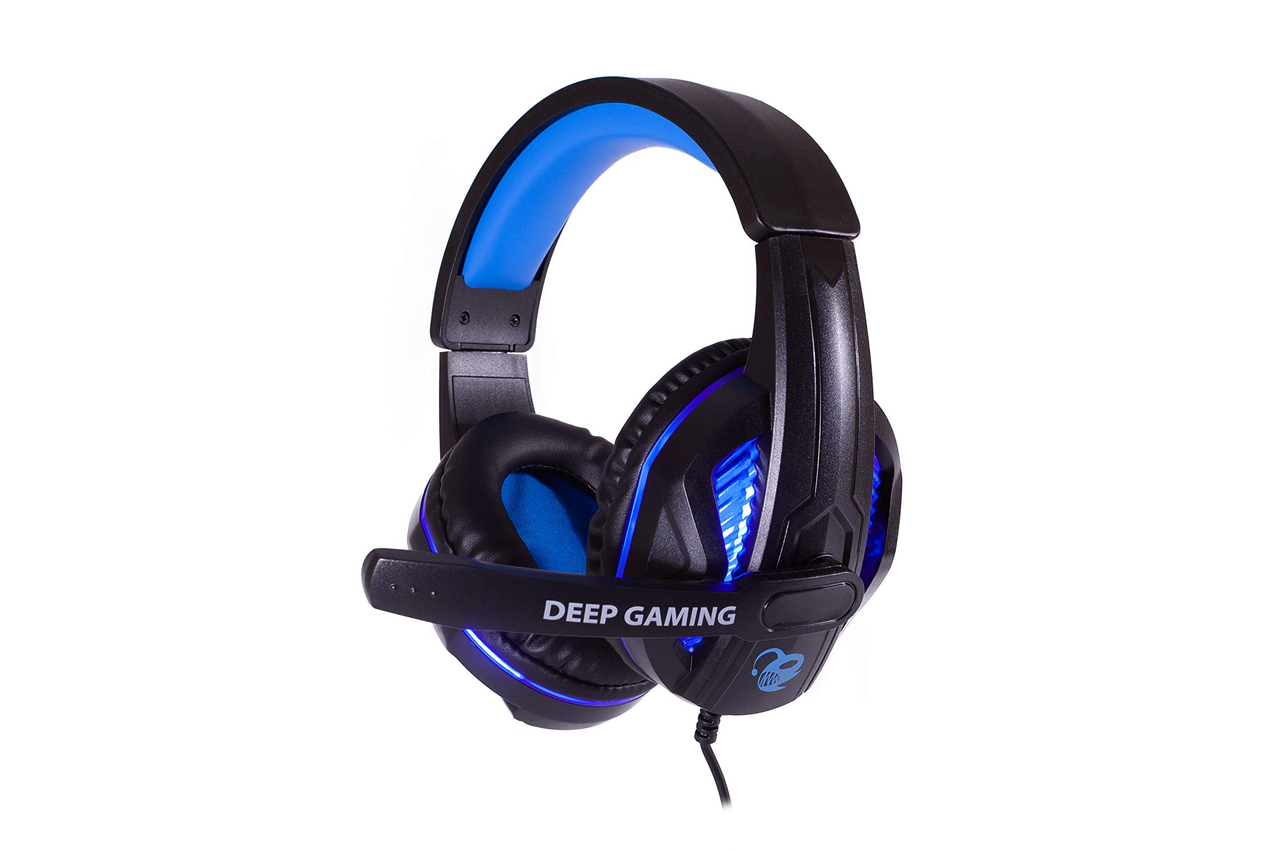 Deep Gaming X-Wing Setup Gaming 4 en 1: Teclado Membrana QWERTY con Ñ retroiluminado, ratón óptico LED 2400 dpi, Auriculares Gamer con micrófono, Alfombrilla Antideslizante. PC/Xbox One/PS4, Negro