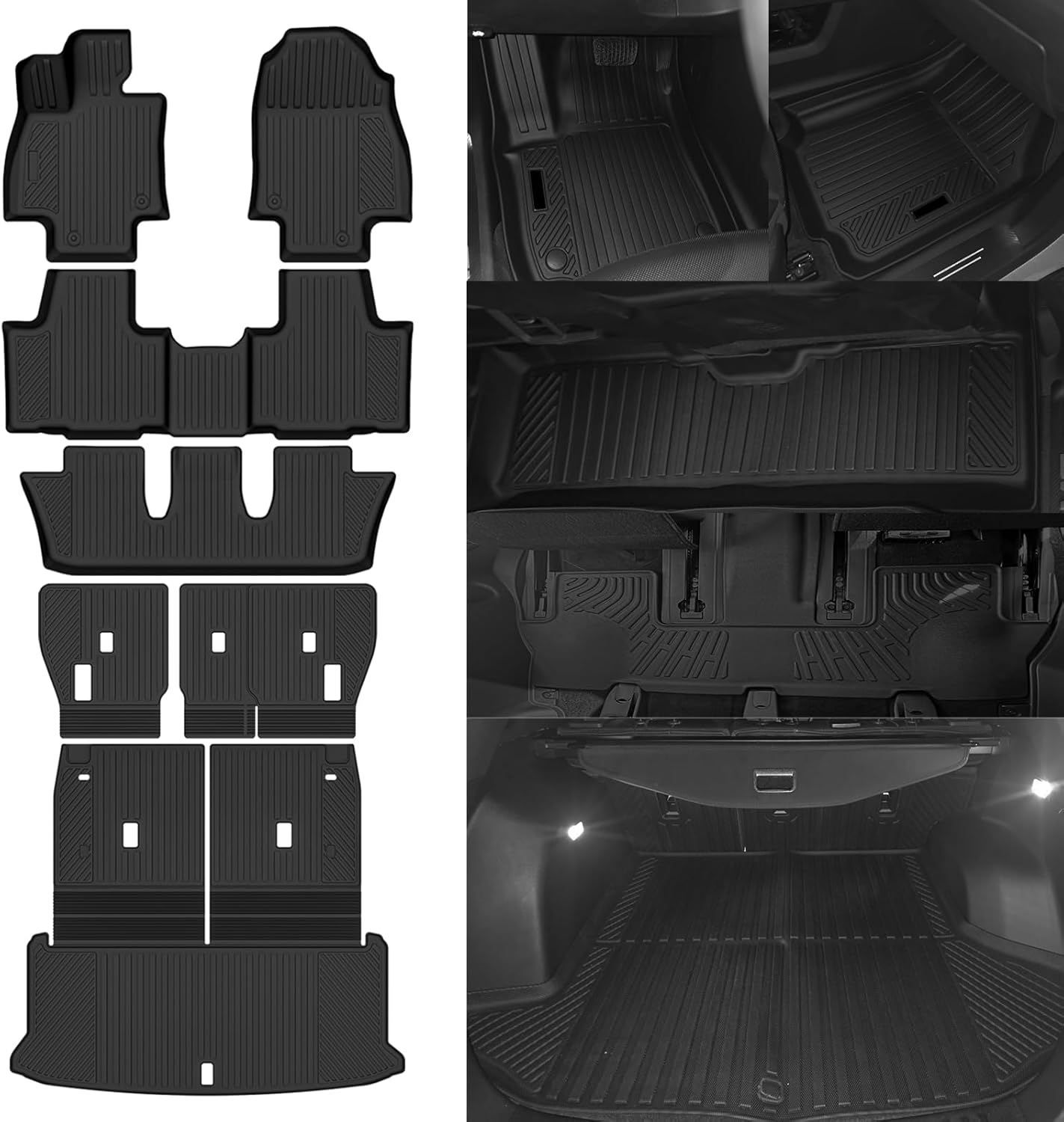 NQOQN Floor Mats Fit for 2024 2025 Lexus TX TX350 TX550H+ 7 Seats 2nd Row Bench Chairs Floor Mats & Trunk Mat with Backrest Mats and 2nd Backrest Mats Replacement for Lexus TX Accessories