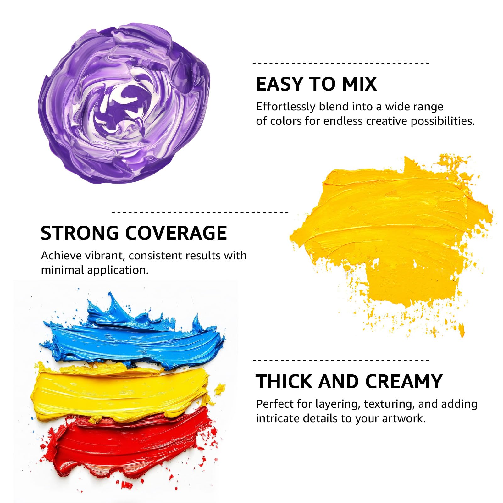 ABEIER Juego de pintura acrílica a granel, 20 colores (250 ml), acabado mate, pigmentos ricos, pinturas no tóxicas para pintar sobre lienzo, manualidades, madera, cerámica, ideal para principiantes y