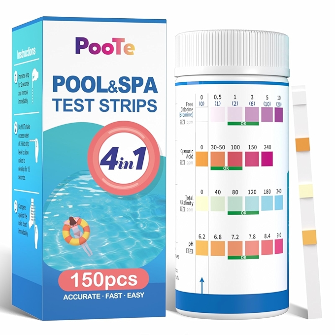 PooTe 热水浴池测试条 4合1泳池测试条