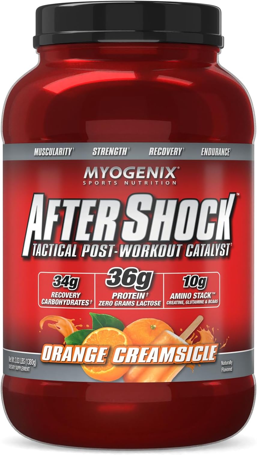Aftershock Post Workout Powder – Whey Protein with Carbs for Muscle Recovery – Orange Creamsicle, 3 lbs