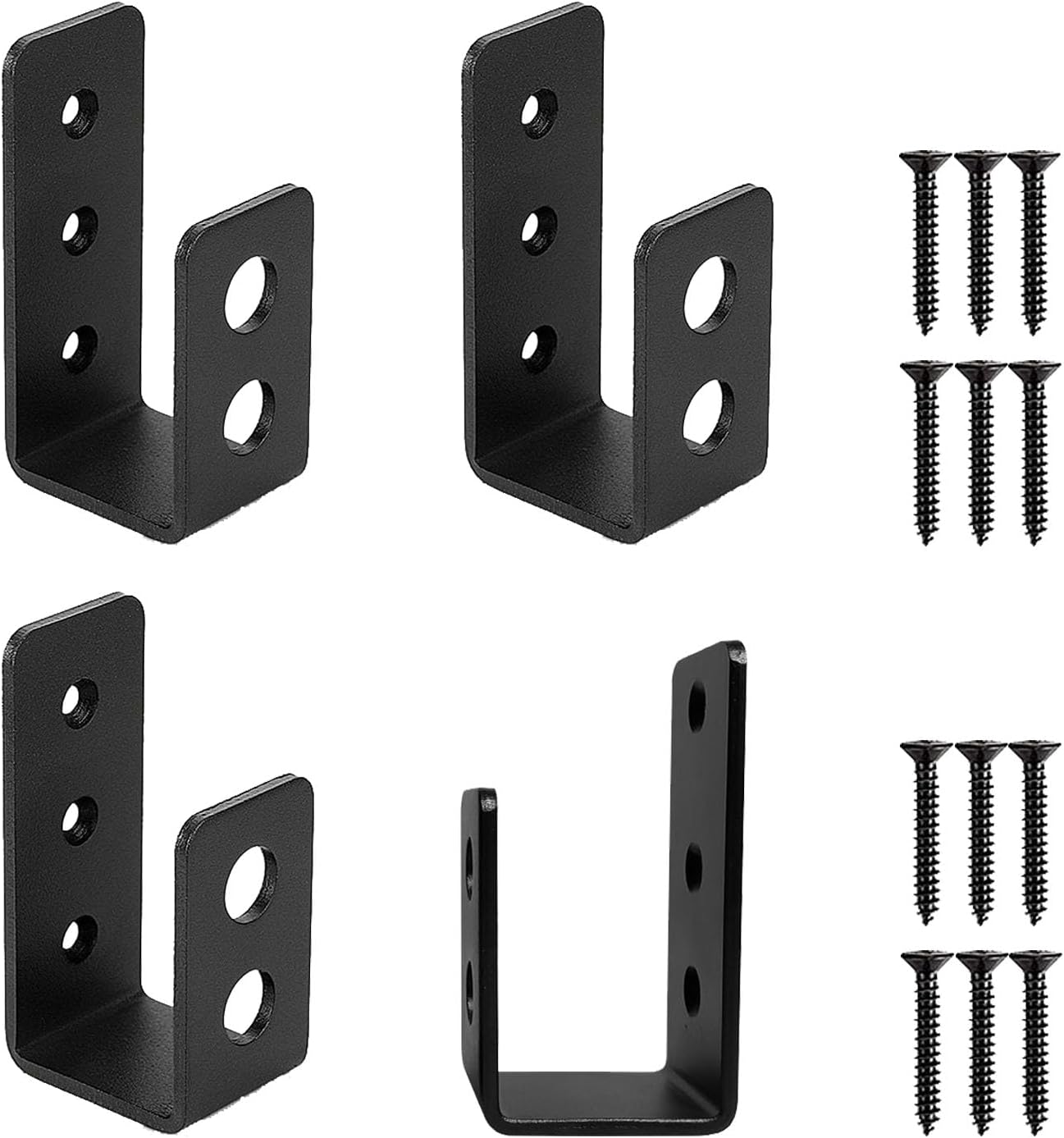 4Pcs Door Barricade Brackets, 2X4 Heavy Duty Door Barricade Brackets, Holder Steel U Bracket, U Shape Bracket for Door Brace, Garage, Barn, Shed, Gate Security, Tool Hanger