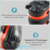 PROTEAR Bluetooth 5.3 Hallásvédő Fejhallgató DAB/DAB+/FM Rádióval - Újratölthető, Kihangosítható, 30dB Zajcsökkentés, Kényelmes Viselet 4