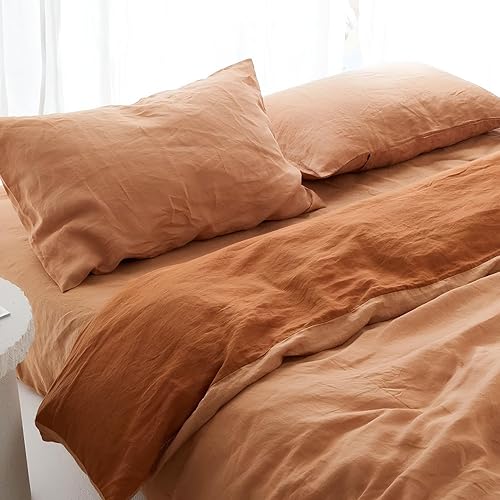 Miniatura 2 de INDACORIFY Funda de edredón de algodón de canela y sándalo, funda de edredón de doble color con 2 fundas de almohada, funda de almohada de tabaco,