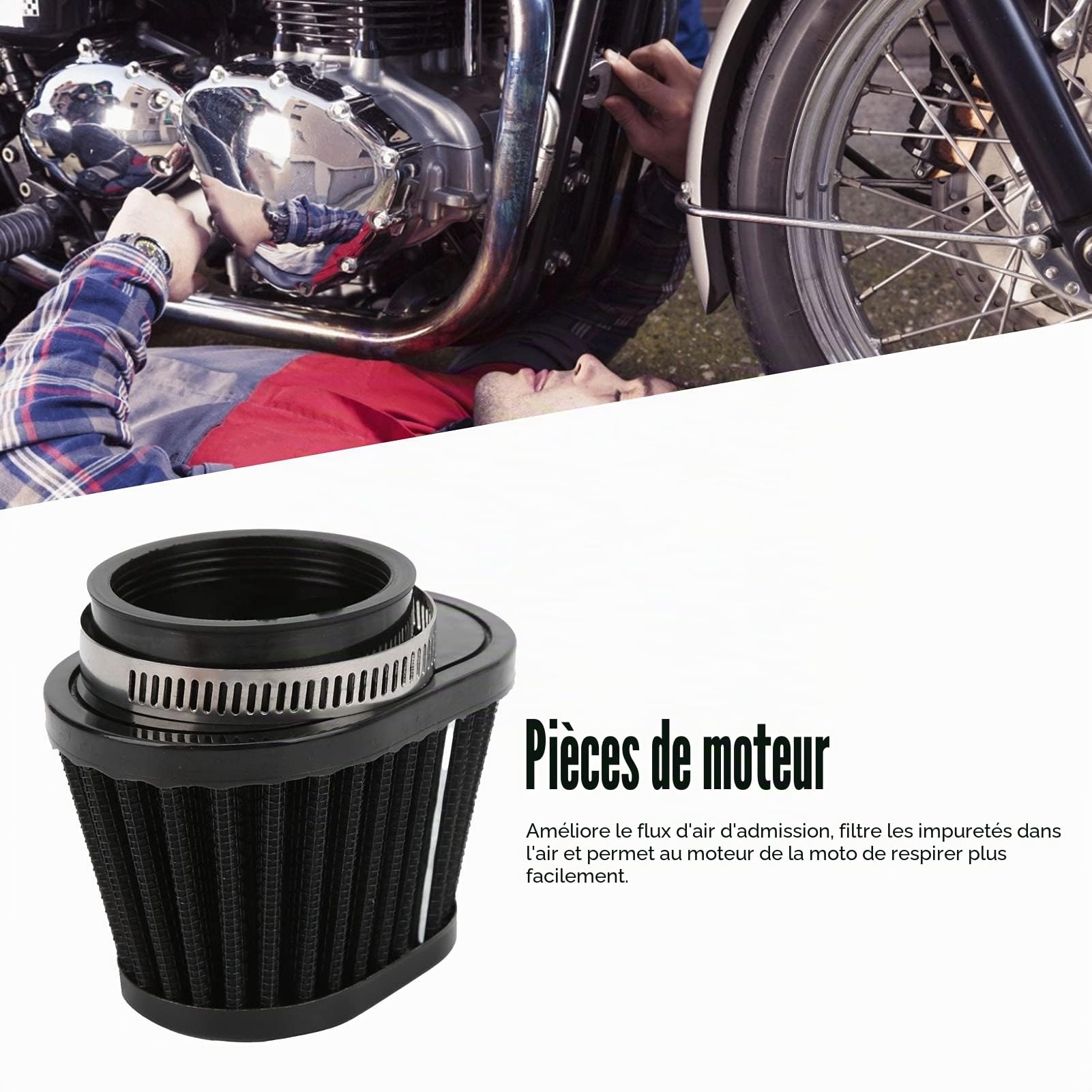 Filtre À Air 60Mm,Filtre Moto 60Mm,Filtre À Air 55Mm Filtre À Air Filtre À Air Pour Moto Filtre À Air Moto Tête De Champignon Abs Rempment Universel Non-Tissé Pour (55Mm2.17In (60Mm)