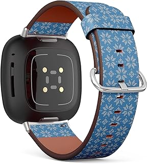 CJBROES Replacement Leather Watch Band, Compatible with Fitbit Versa 3 and Fitbit Sense of Wristband Bracelet Accessory - Christmas Nordic Style