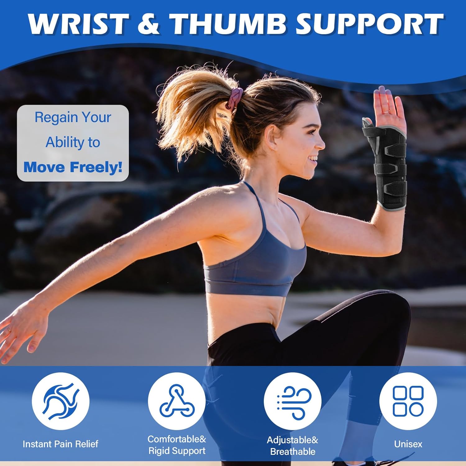 T TIMTAKBO Wrist Brace with Thumb Support, Adjustable Thumb Spica Brace for Carpal Tunnel, De Quervain’s Tenosynovitis Splint for Arthritis, Sprains, Thumb Spica Splint Left Hand(Left, Large)
