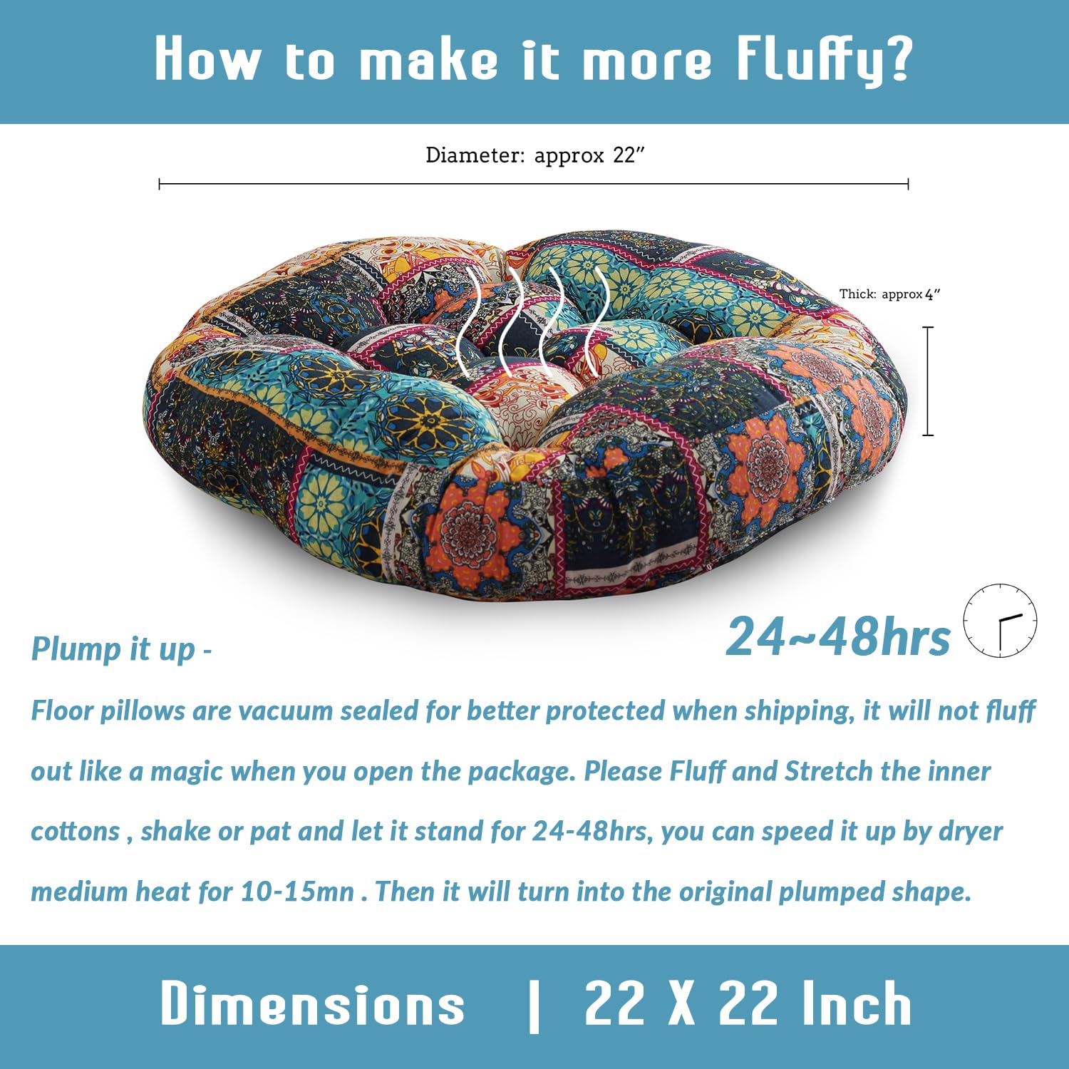 Boho Round Floor Seat Pillows Cushions 22