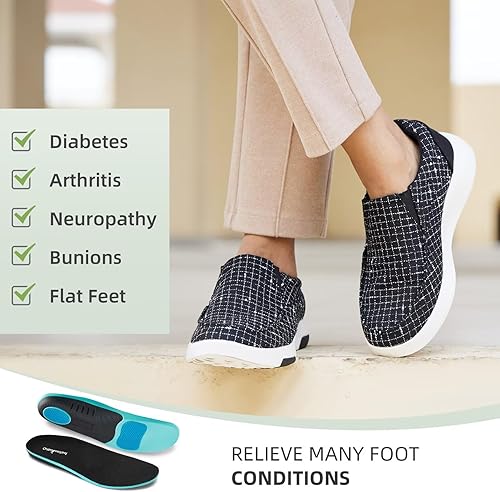 Miniatura 3 de OrthoComfoot Mocasines ortopédicos de mujer, sin cordones, para caminar para fascitis plantar, soporte de arco para pies planos, cómodos y casuales,