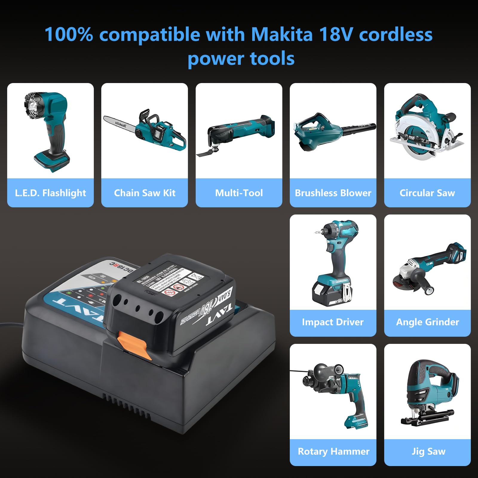 Batería de 18 V 5 Ah BL1850 y DC18RC compatible con batería Makita 5.0ah 18V BL1850B, BL1860, BL1860B, BL1840, BL1830, BL1820