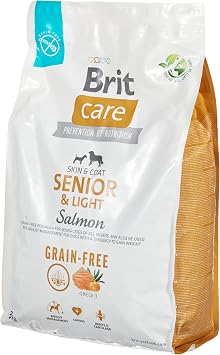 Brit Care Senior & Light, For Older Dogs with Weight Control and Skin-Feather Sensitivity, Grain-Free, Salmon Dried Food, 3 kg