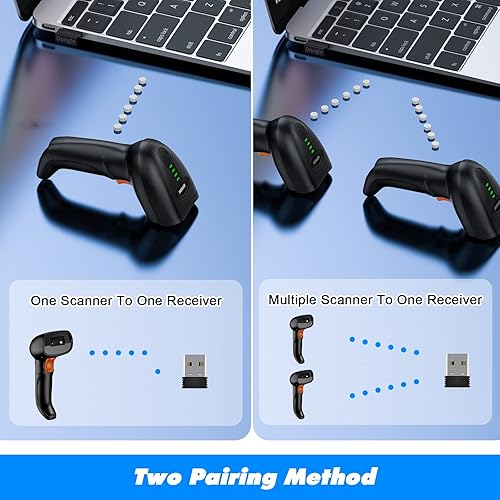 Miniatura 8 de Escáner de código de barras inalámbrico Bluetooth con funda, funda de lector de código de barras de longitud ajustable, batería recargable de 1800