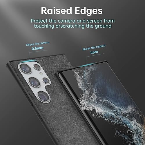 Miniatura 5 de SALAWAT Funda para Galaxy S22 Ultra, delgada, de piel sintética, vintage, a prueba de golpes, ligera, suave, TPU, carcasa protectora híbrida de