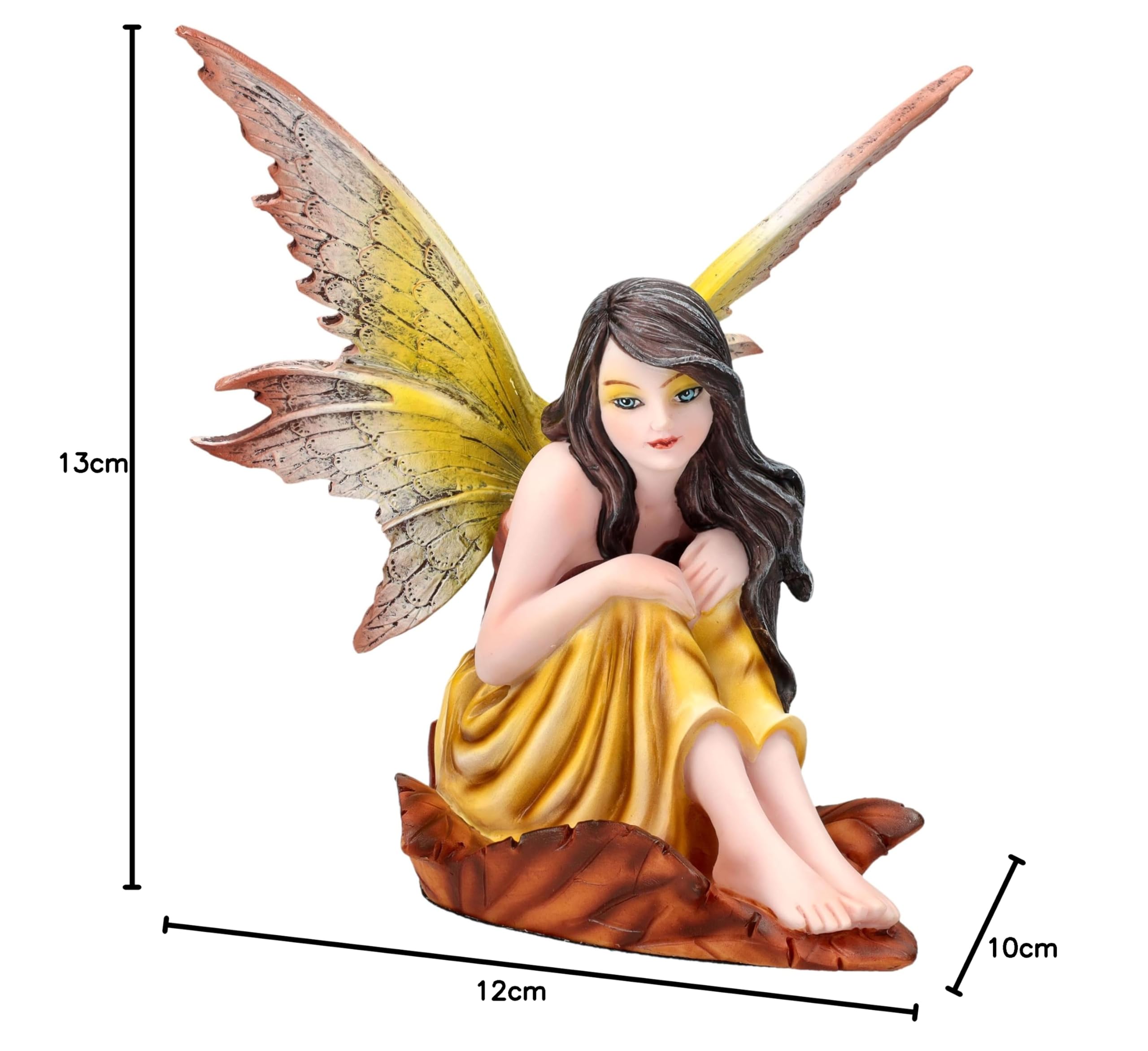 Elfenfigur - Dariel sitzend 13 cm - Figur Elfe Fee gelbes Kleid Fantasy Deko