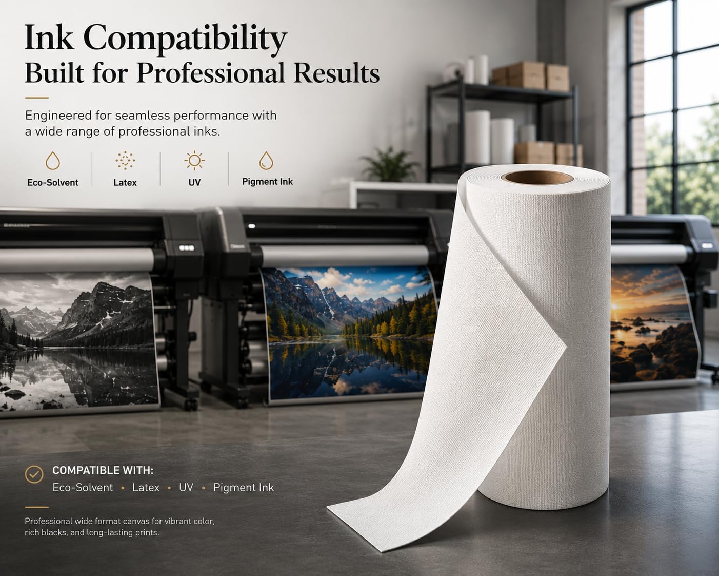 24" x 60ft Glossy Polyester Canvas Roll, 290gsm Professional Wide Format Inkjet Canvas for Eco Solvent, Latex & UV Printing, Giclée Photo & Gallery Wrap image 3