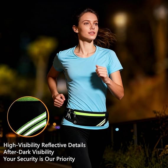 Bestac Running Waist Pack | For Jogging, Gym & Workouts | Secure Phone Holder, Unisex (Black)