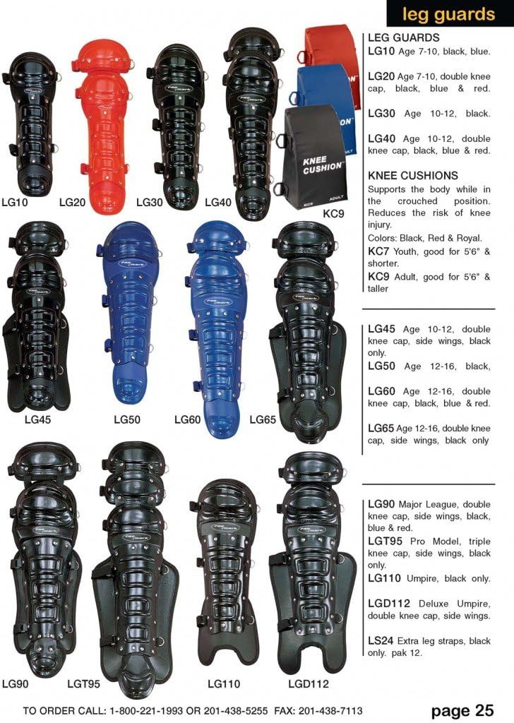 Martin Sports Baseball/Softball Double Knee Leg Guard - Ages 12-16 (RED)