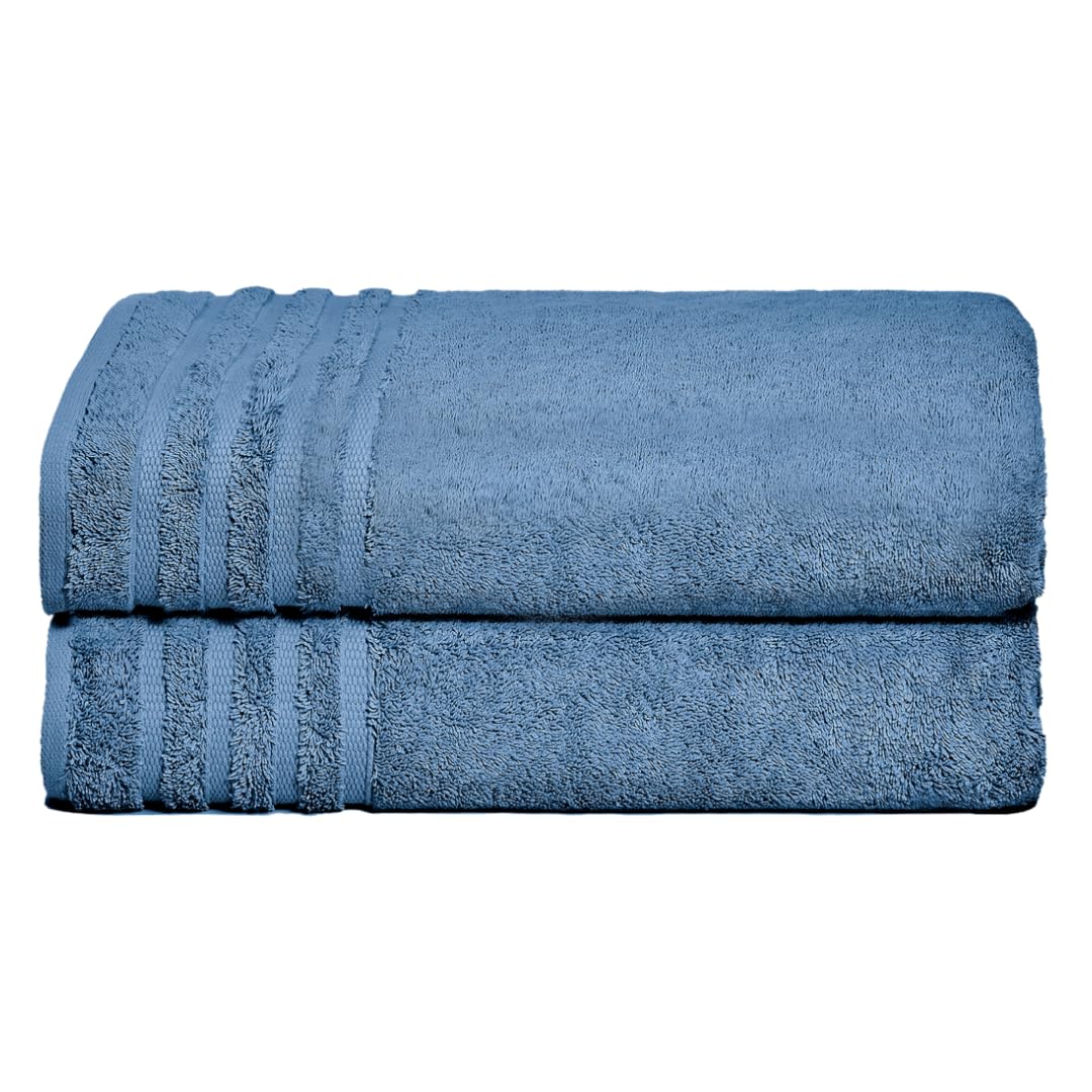 Texmpire Luxury Bath Sheets, 2 Extra Large (40x65 Inches), Highly Absorbent, Quick Dry, Premium, Plush, 100% Organic Turkish Cotton, Blue