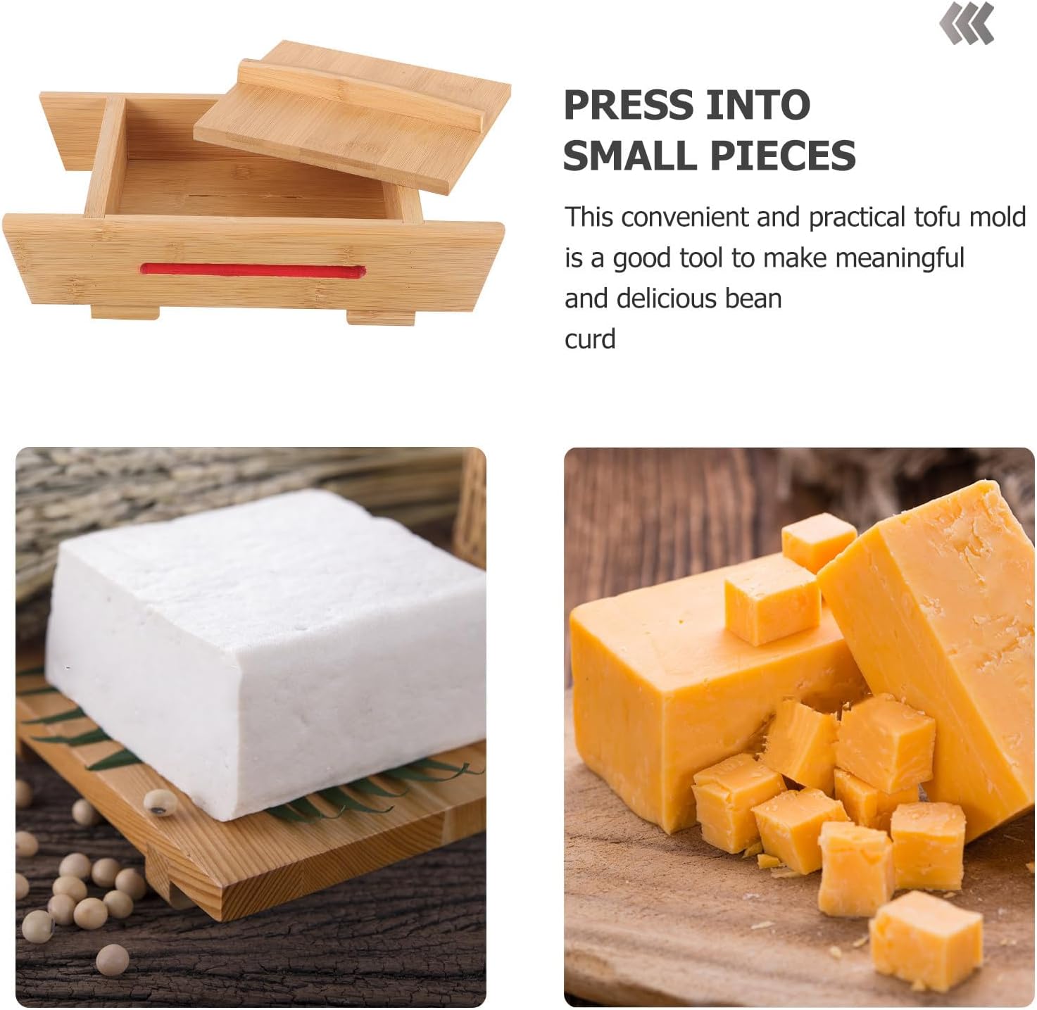 DIY Tofu Press Mold with Lid, Wooden Cheese Maker for Home Use