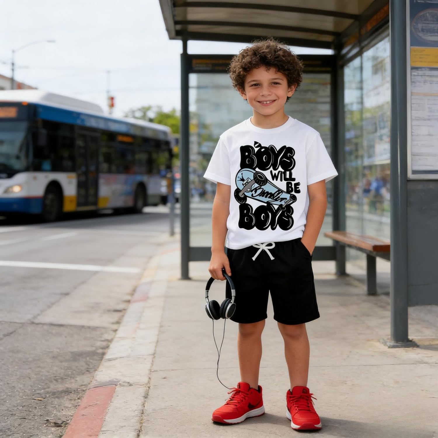 Boys Clothes 2 Piece Letter Print Short Sleeve T-Shirt Tops & Shorts Set Casual Kids Boys Summer Outfit Size 6-12Y - Image 2