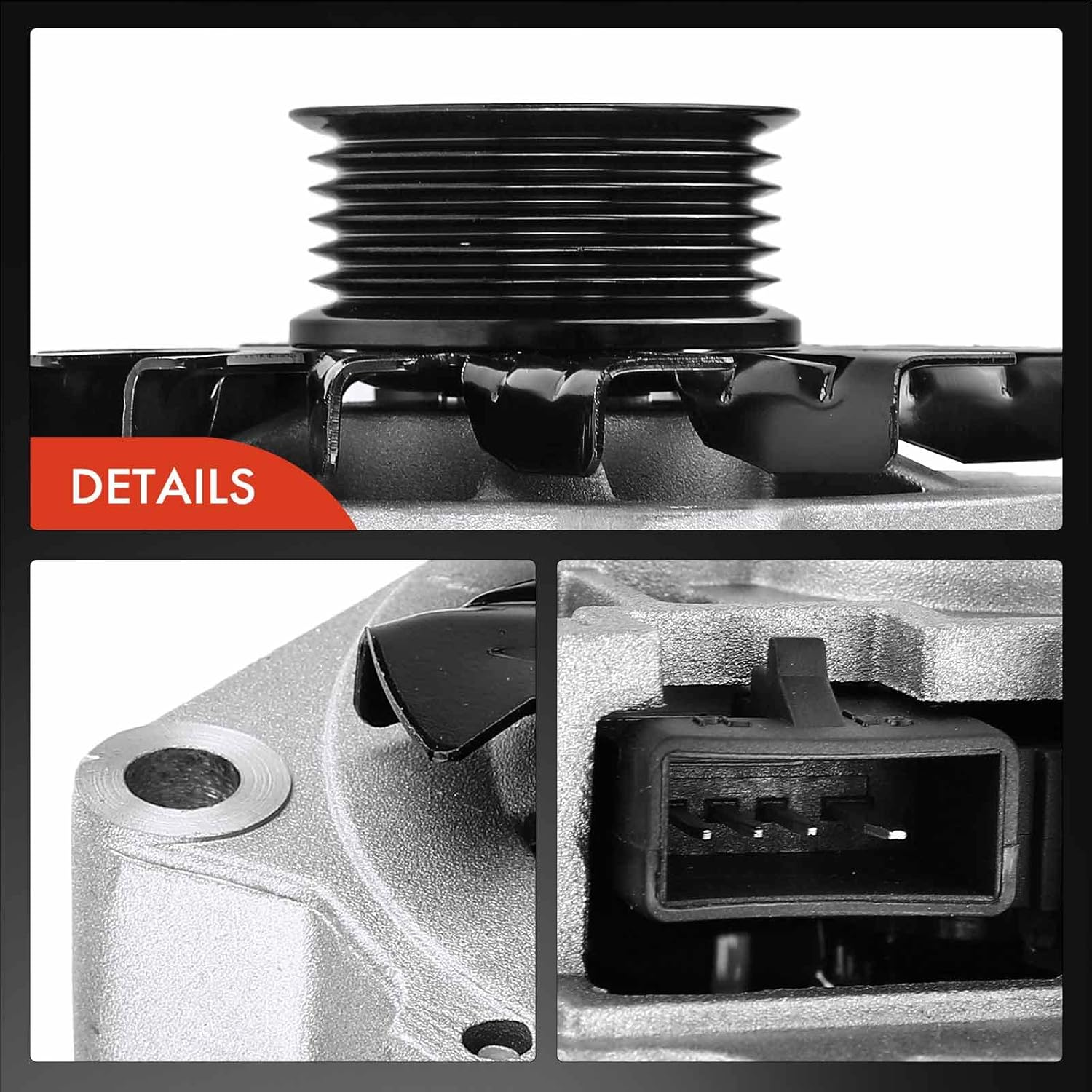 A-Premium Alternator Compatible with Jeep Cherokee 1987-1990, Wagoneer 1987-1990, Comanche 1987-1990, L6 4.0L, 12V 105Amp Clockwise 6-Groove Pulley, Replace# 53002898, JR775126, 53002897