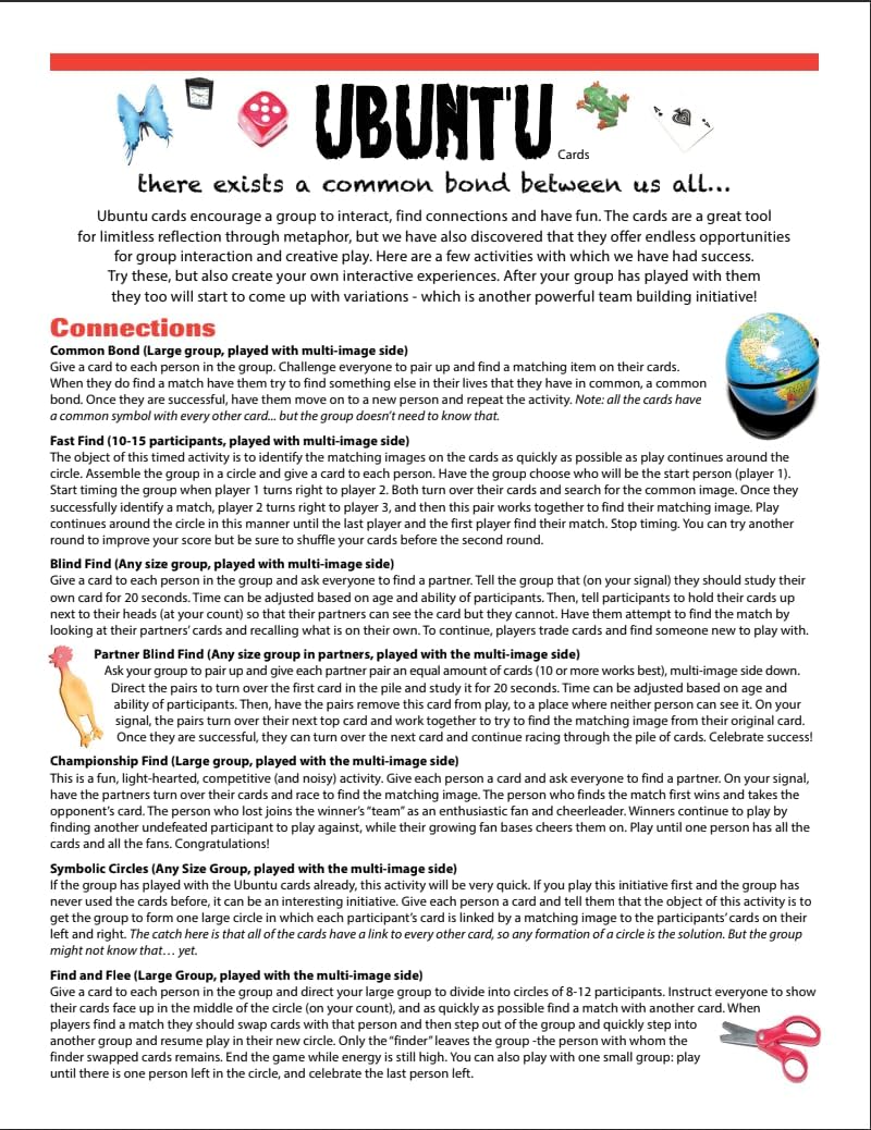 Ubuntu Cards by High 5 Adventure for Building Connections, Reflection and Fun, Set of 54 Cards with 13 Game Ideas