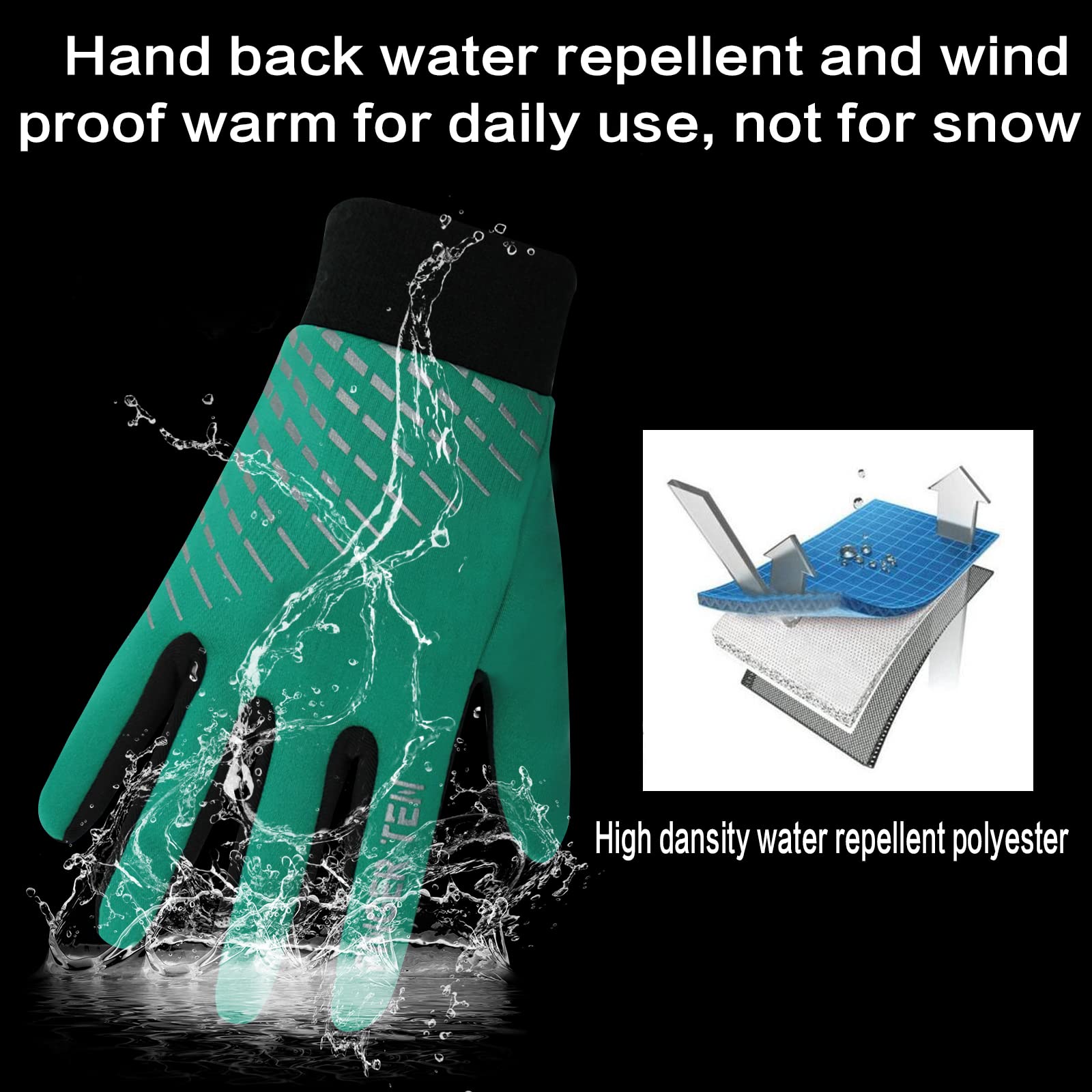 FINGER TEN Handschuhe Kinder Winter Frühling Für Jungen Mädchen Fahrrad Laufen Fußball Outdoor Sport Touchscreen Warm Winddicht rutschfest Paar (XS, Blau
