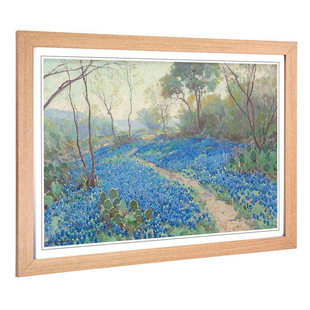 Big Box Art Framed Print of Julian Onderdonk Hillside of Blue Bonnets Design | Wall Art Picture | Home Decor for Kitchen, Living Room, Bedroom, Hallway, Oak, A2 / 24.5x18 Inch / 62x45cm