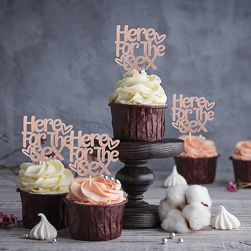 Miniatura 4 de Rsstarxi Paquete de 24 decoraciones para cupcakes con purpurina para revelación de género, para baby shower, niños, decoración de pastel de