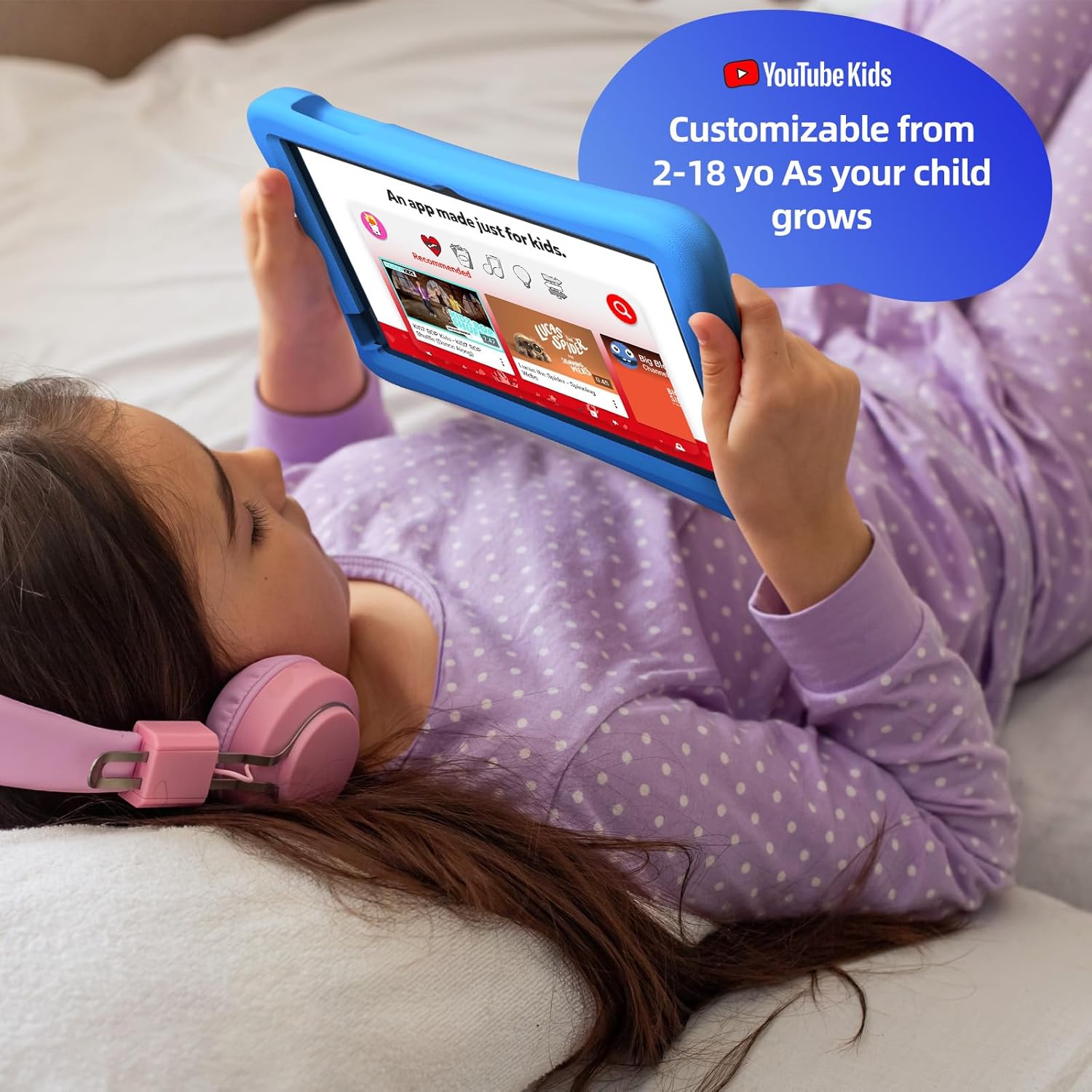 Plimpton Kids Tablet 10 Inch - 2026 Upgraded Android 15 Tablet for Kids with Case Included, Octa-Core, Google Kids Space, Parental Control, 4GB+64GB, WiFi, BT5.3, YouTube, Great Gift for Toddler(Blue)