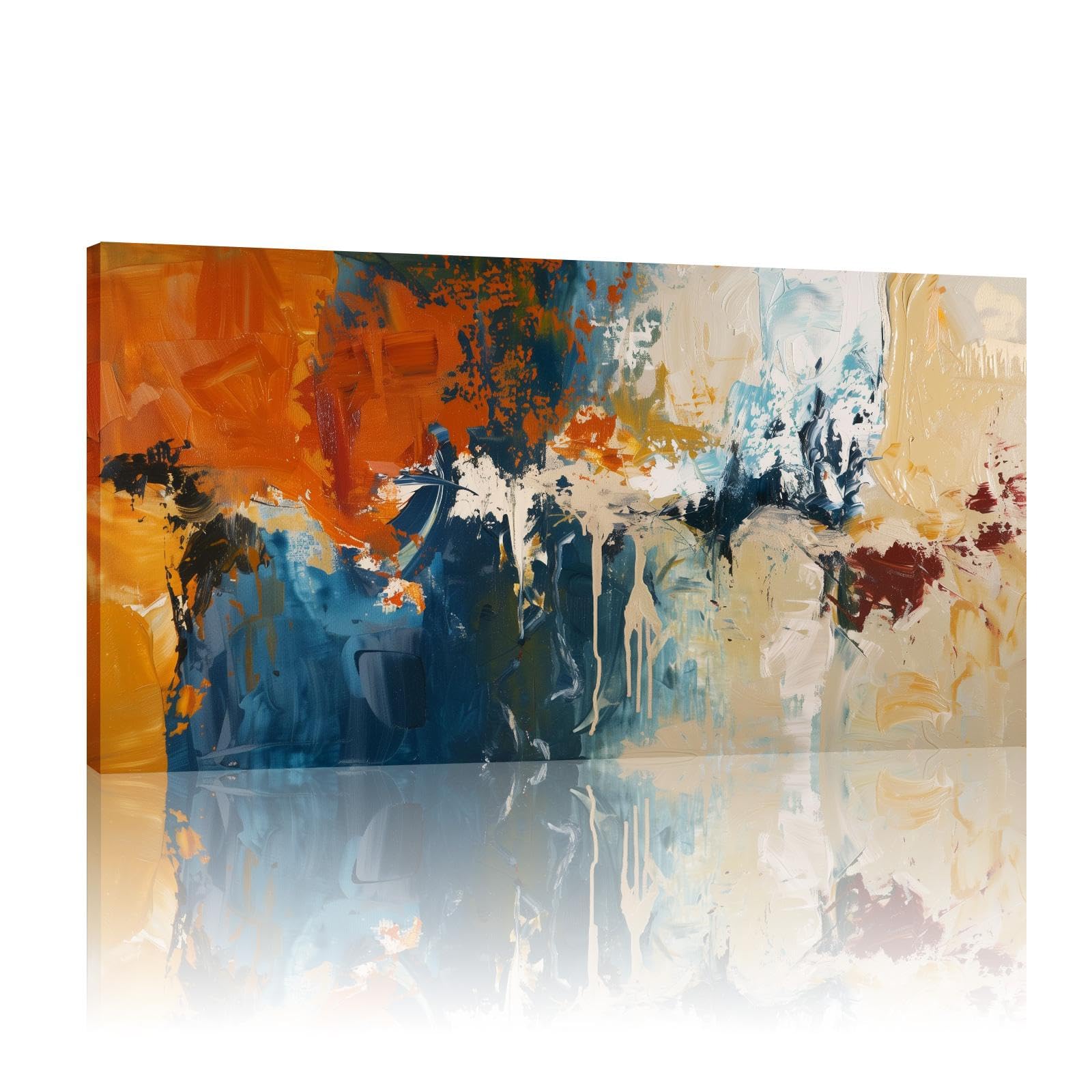 Impresión de gran tamaño obra de arte enmarcada pintura de pared imágenes artísticas de pared abstractas coloridas para sala de estar carteles de decoración del hogar 85x170cm(34x67in) con marco