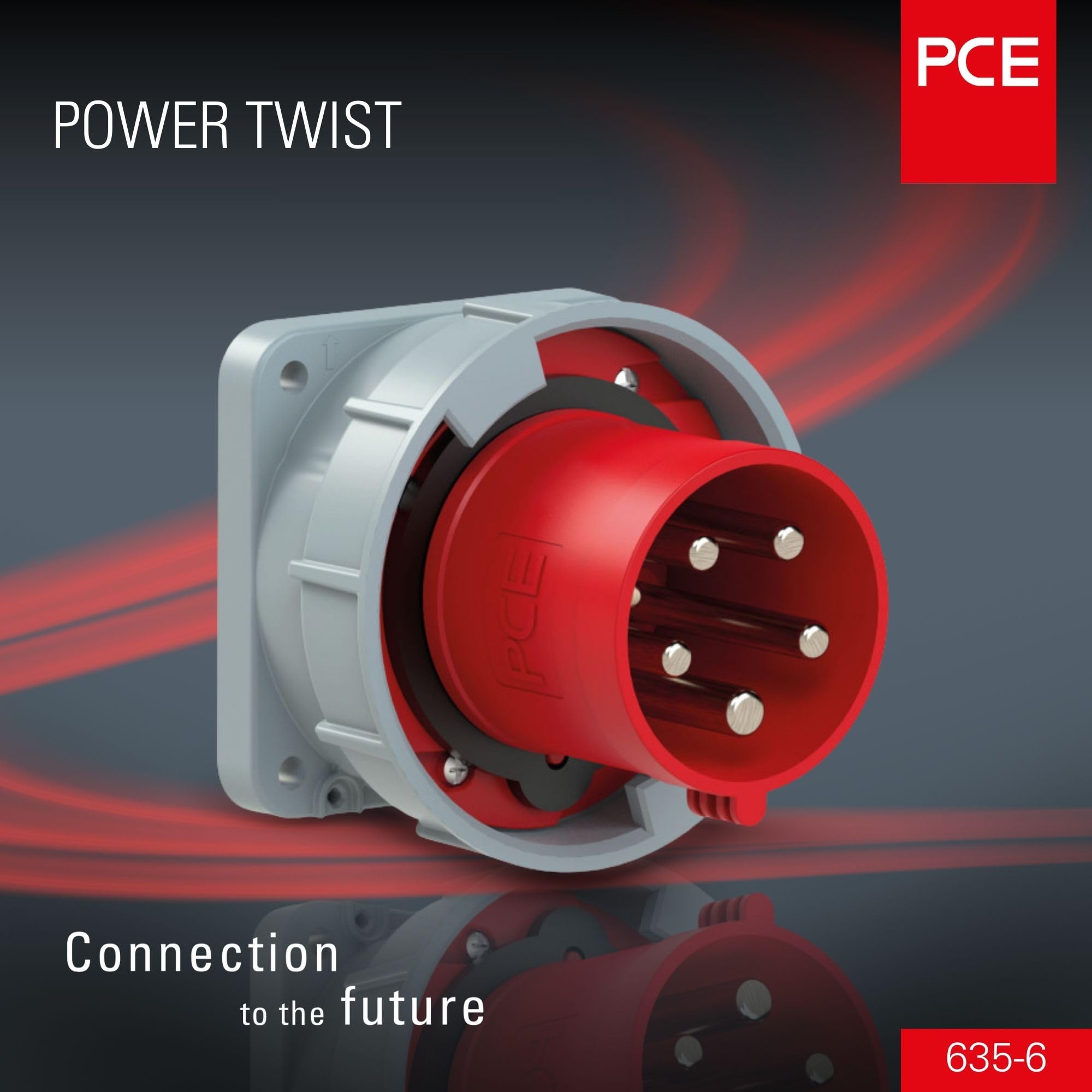 PCE Accessoires Fiche droite 63 A 5P 6H IP67 Twist 400 V 635–6